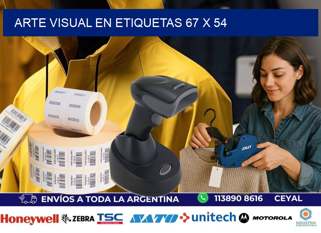 Arte visual en etiquetas 67 x 54