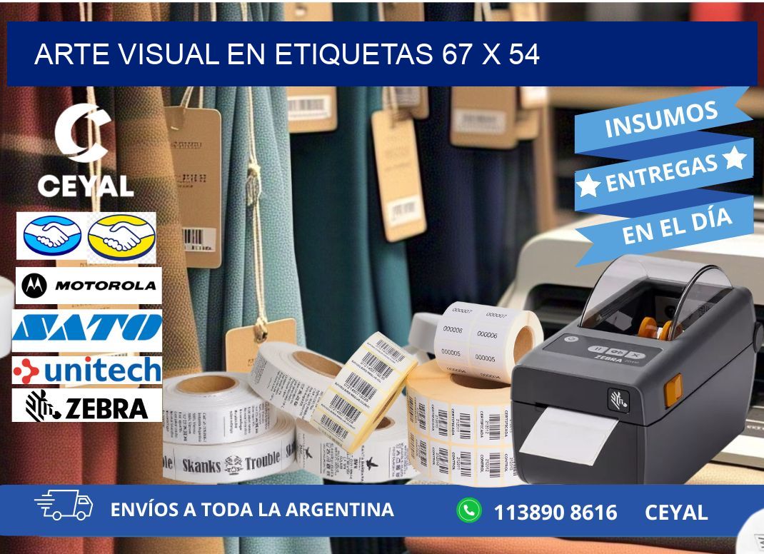 Arte visual en etiquetas 67 x 54