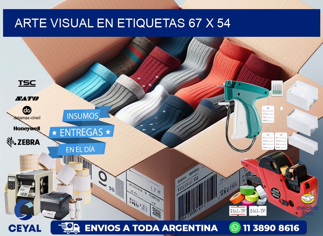 Arte visual en etiquetas 67 x 54