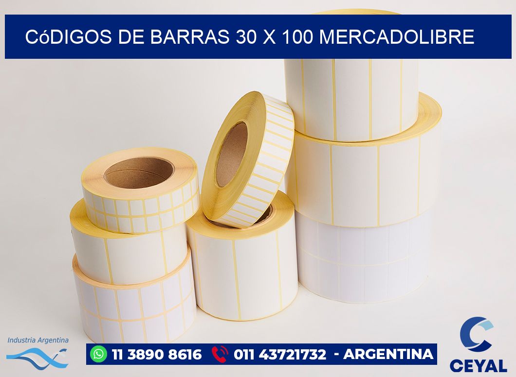 Códigos de Barras 30 x 100 MERCADOLIBRE