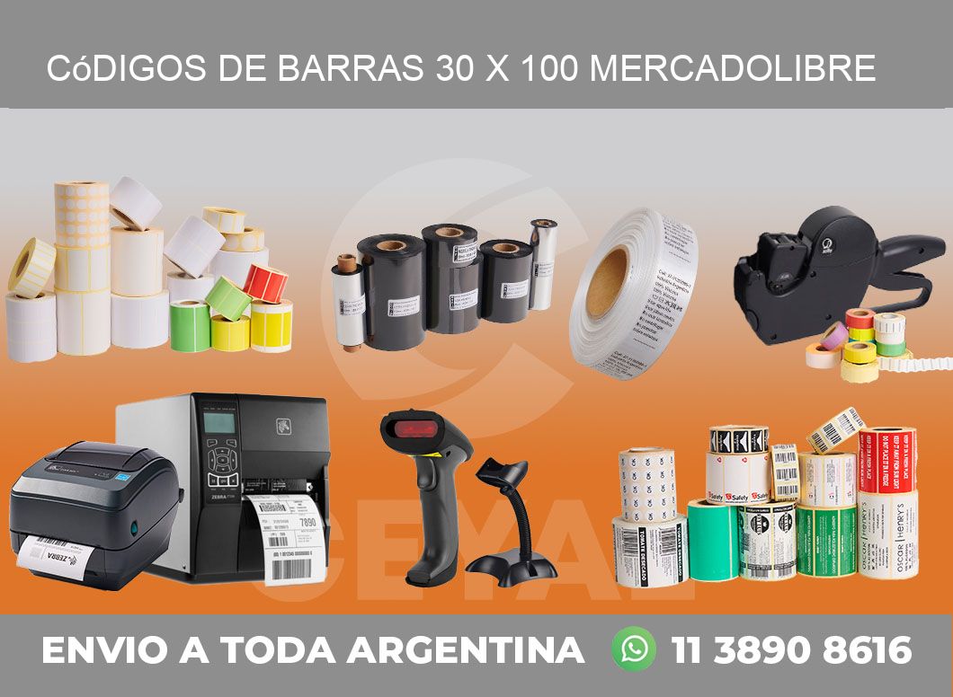 Códigos de Barras 30 x 100 MERCADOLIBRE