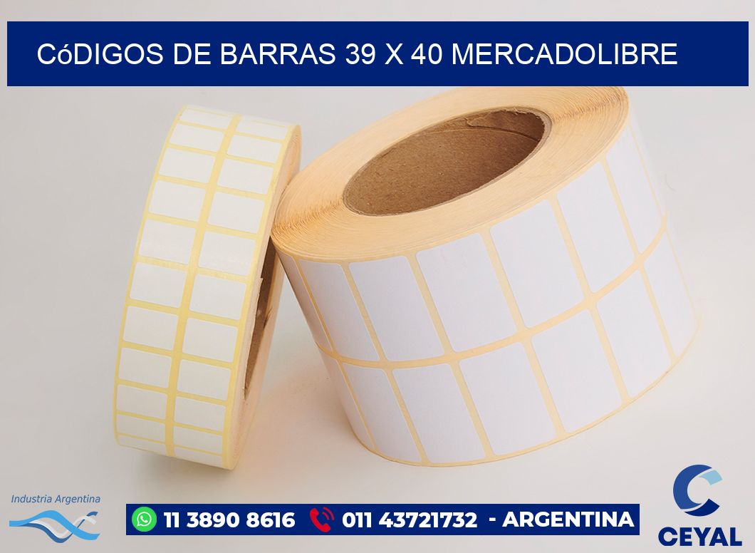 Códigos de Barras 39 x 40 MERCADOLIBRE