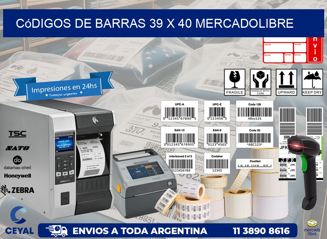 Códigos de Barras 39 x 40 MERCADOLIBRE