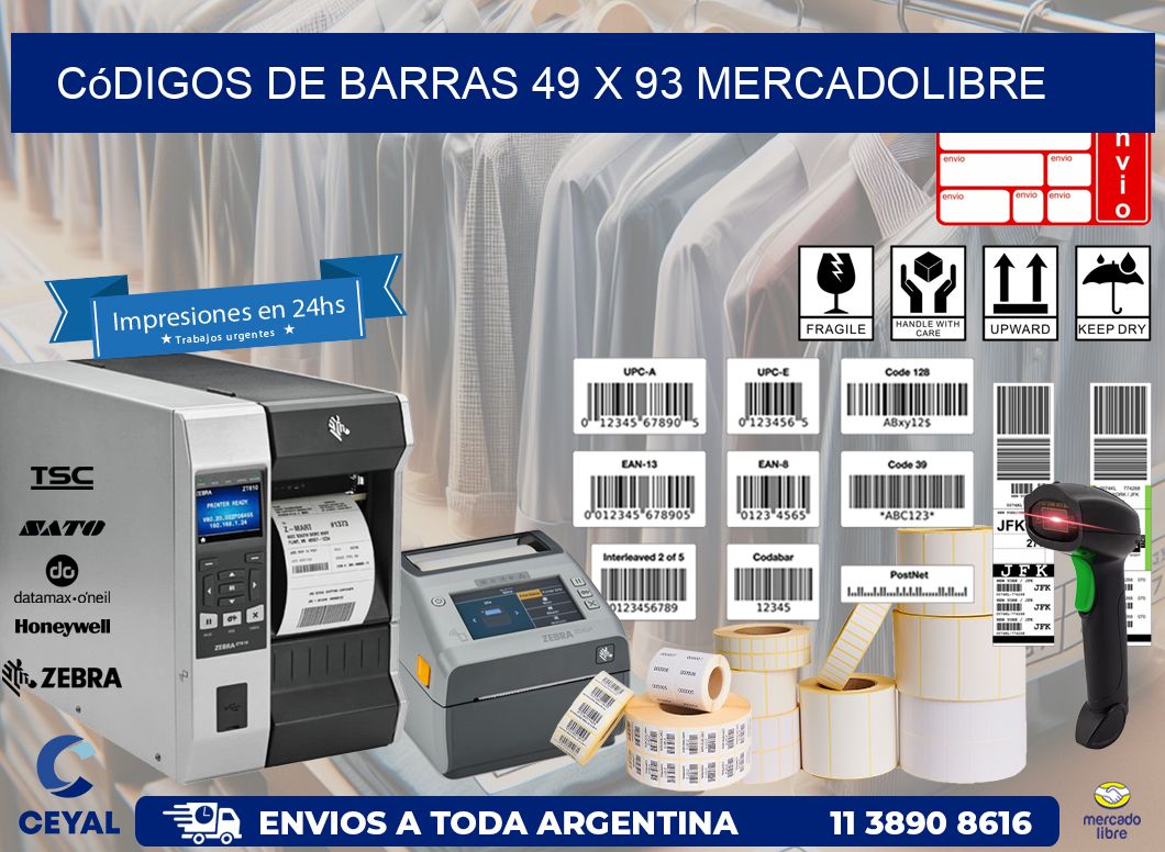 Códigos de Barras 49 x 93 MERCADOLIBRE