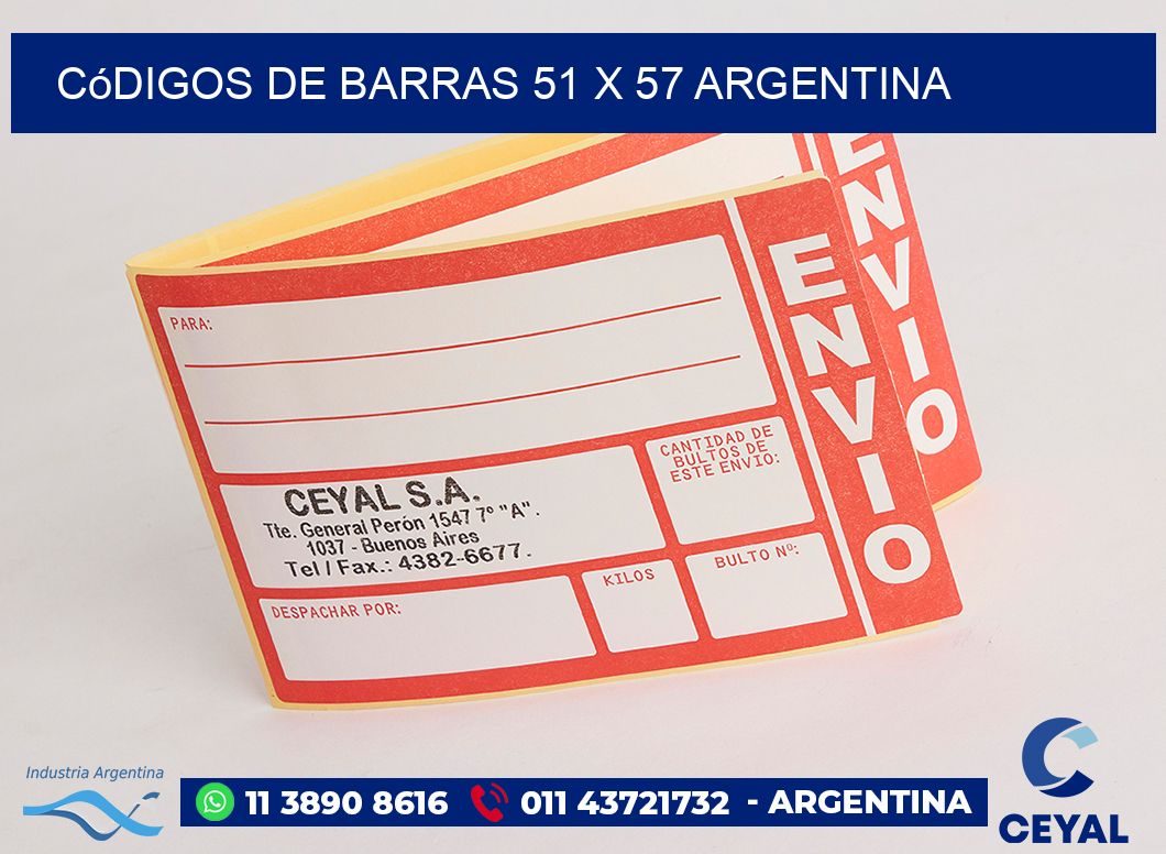 Códigos de Barras 51 x 57 argentina