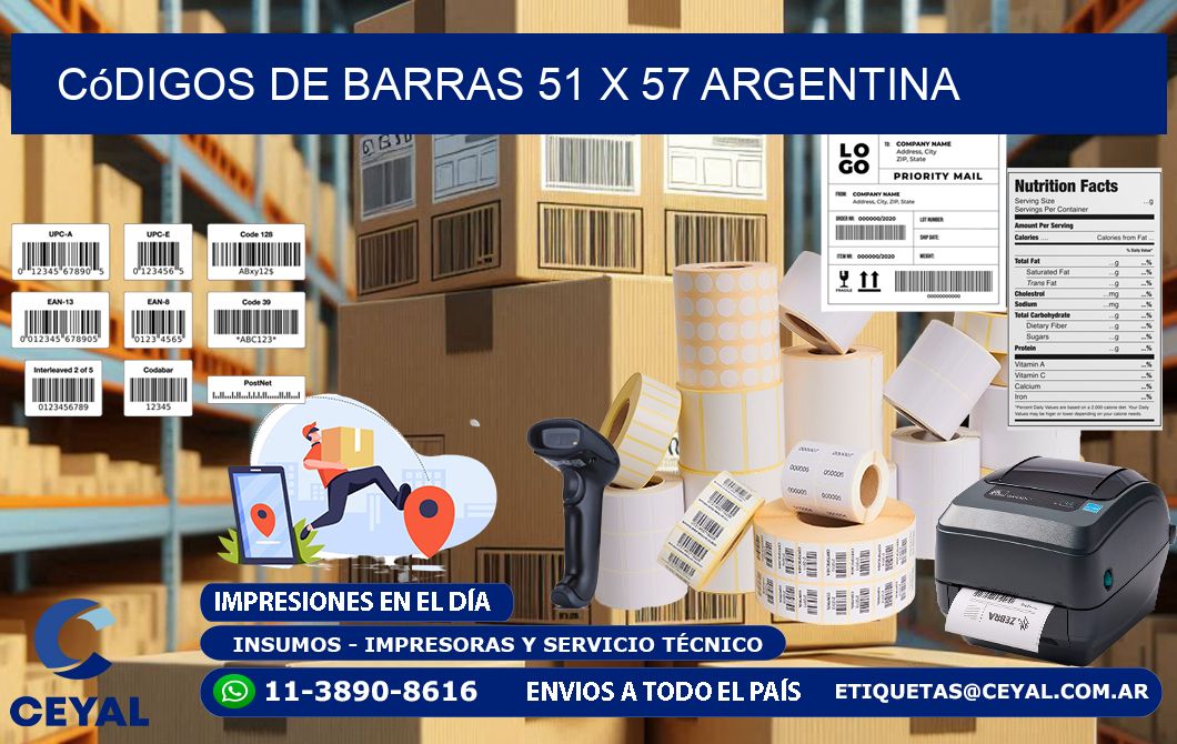 Códigos de Barras 51 x 57 argentina