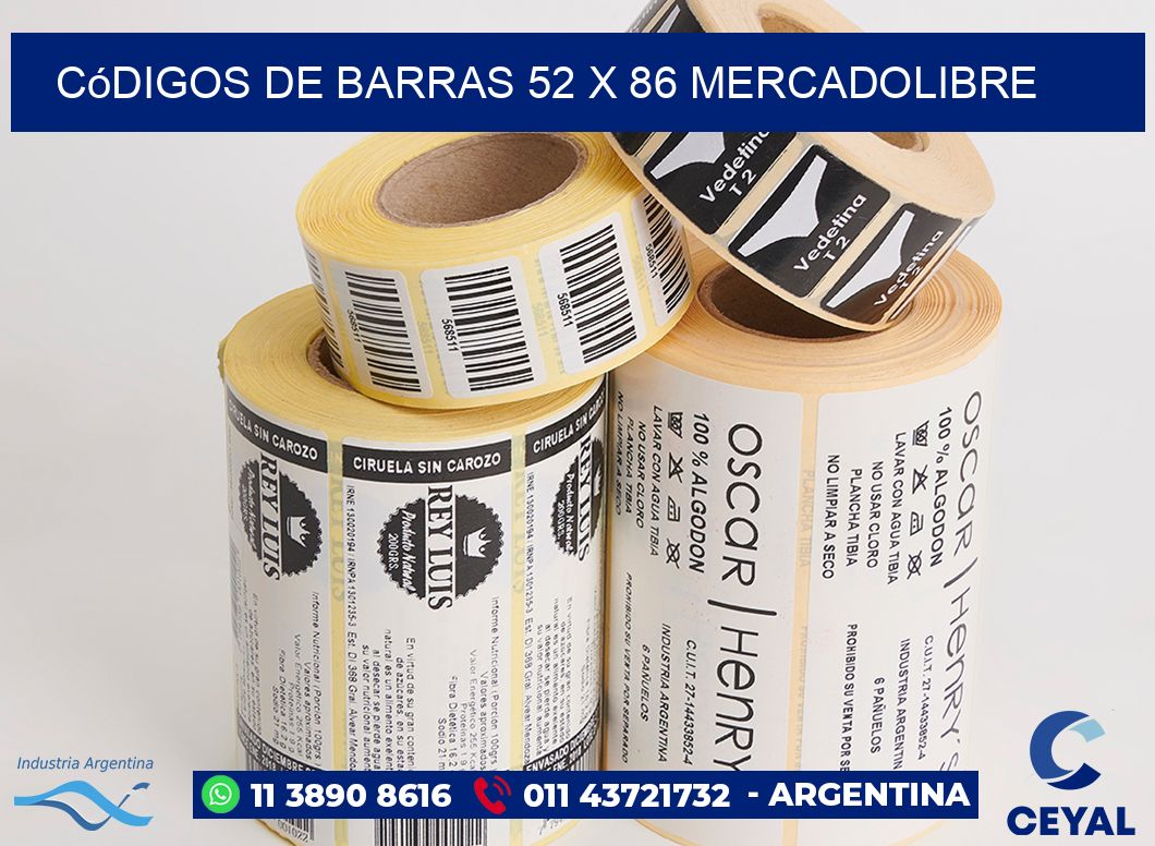 Códigos de Barras 52 x 86 MERCADOLIBRE