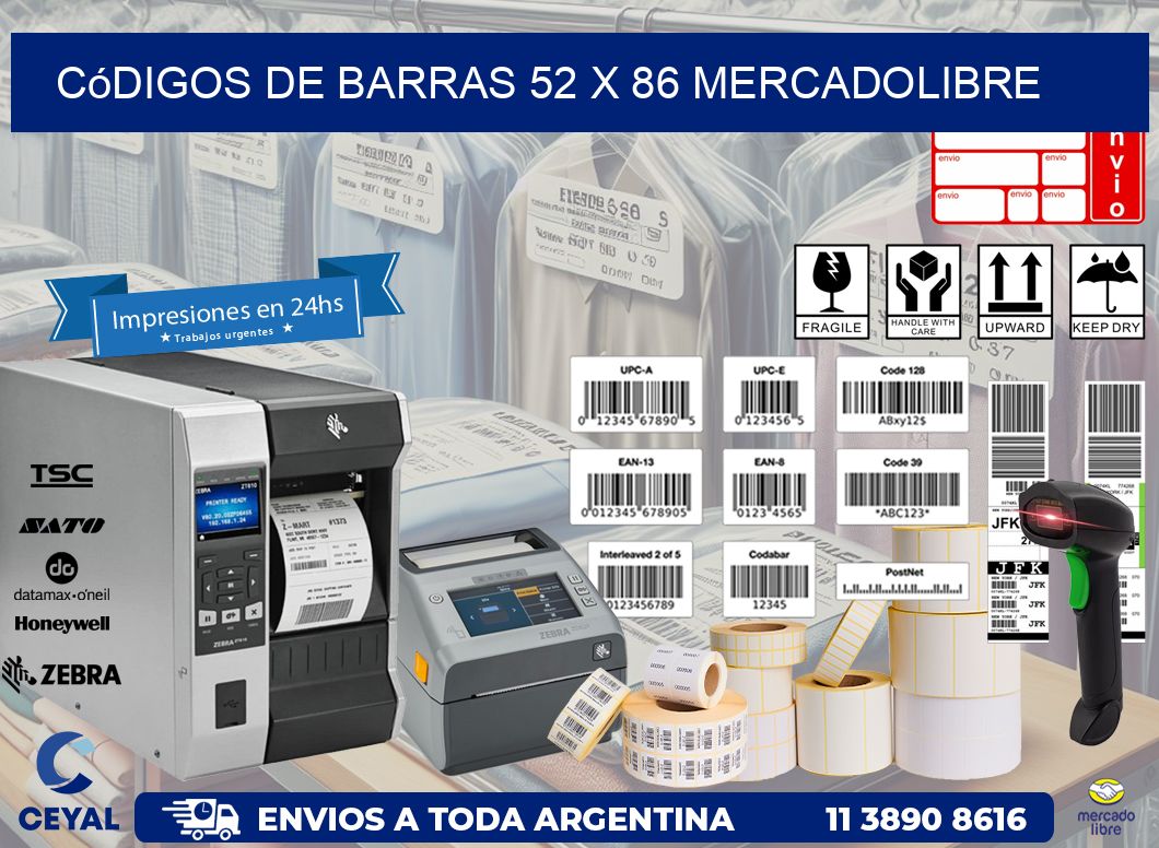 Códigos de Barras 52 x 86 MERCADOLIBRE