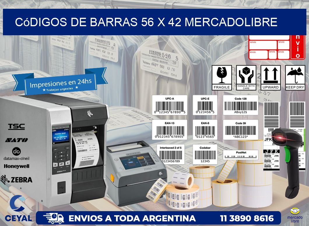 Códigos de Barras 56 x 42 MERCADOLIBRE