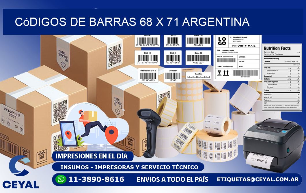 Códigos de Barras 68 x 71 argentina