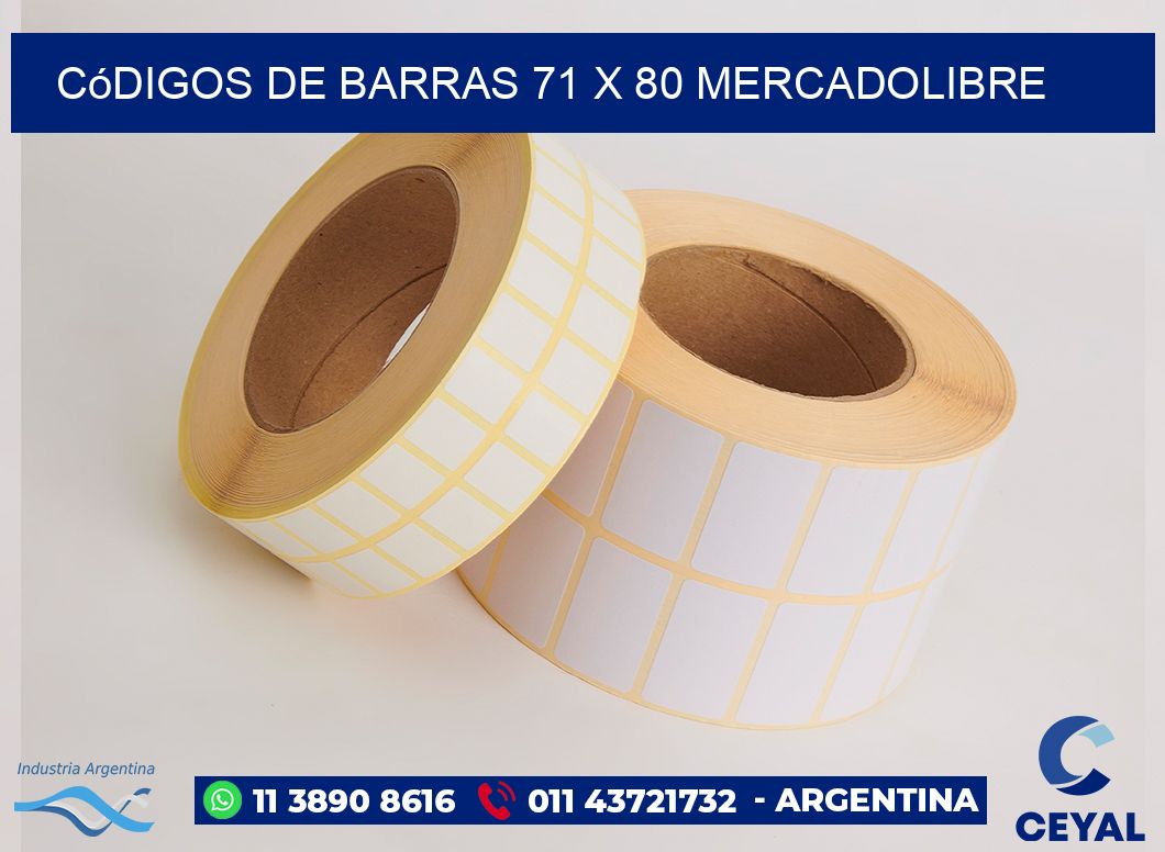 Códigos de Barras 71 x 80 MERCADOLIBRE