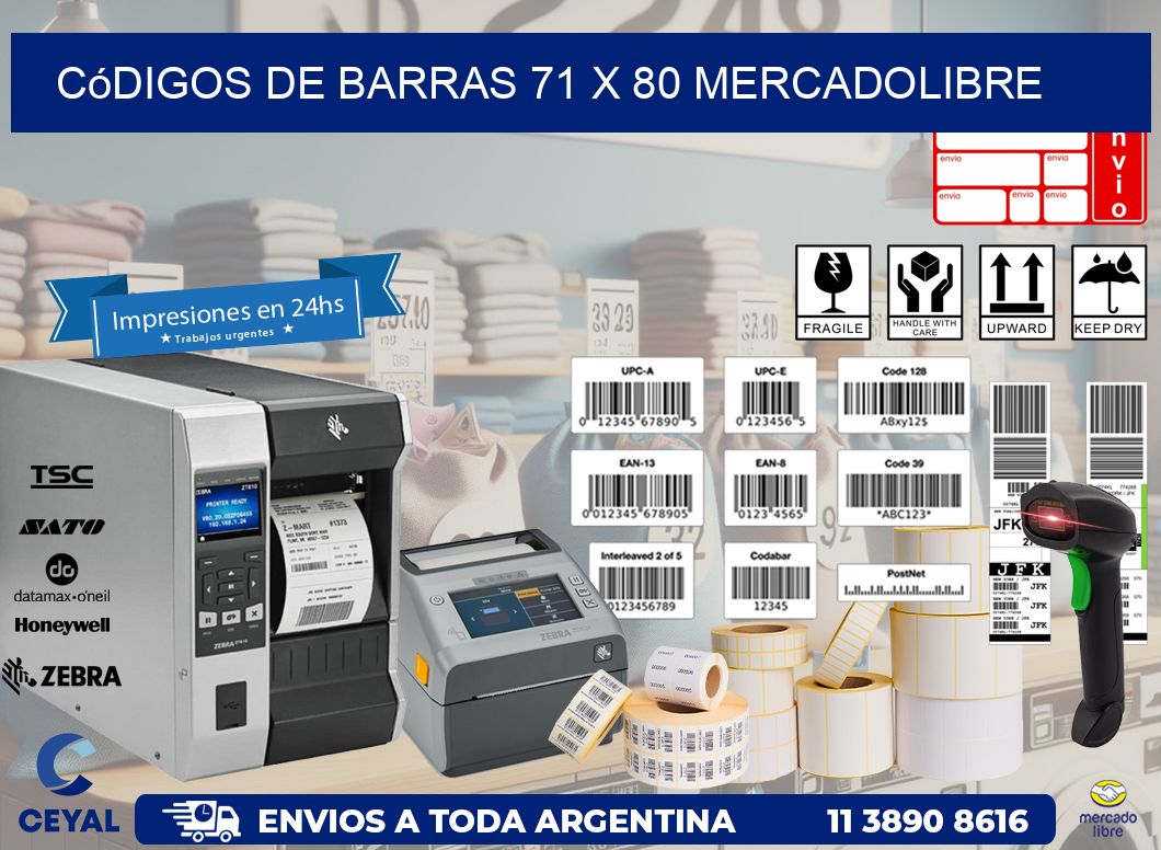 Códigos de Barras 71 x 80 MERCADOLIBRE