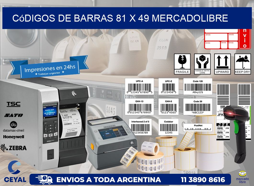 Códigos de Barras 81 x 49 MERCADOLIBRE