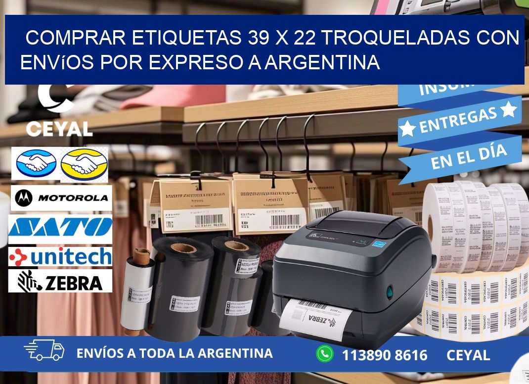 Comprar etiquetas 39 x 22 troqueladas con envíos por expreso a Argentina