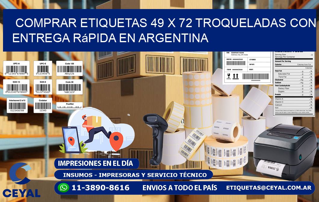 Comprar etiquetas 49 x 72 troqueladas con entrega rápida en Argentina