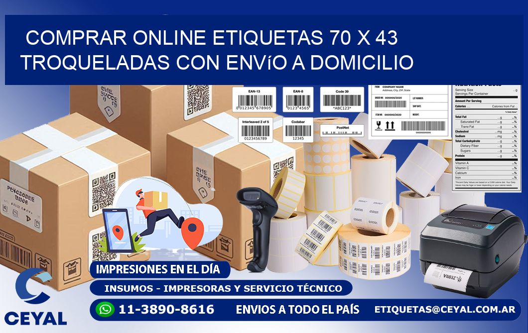Comprar online etiquetas 70 x 43 troqueladas con envío a domicilio