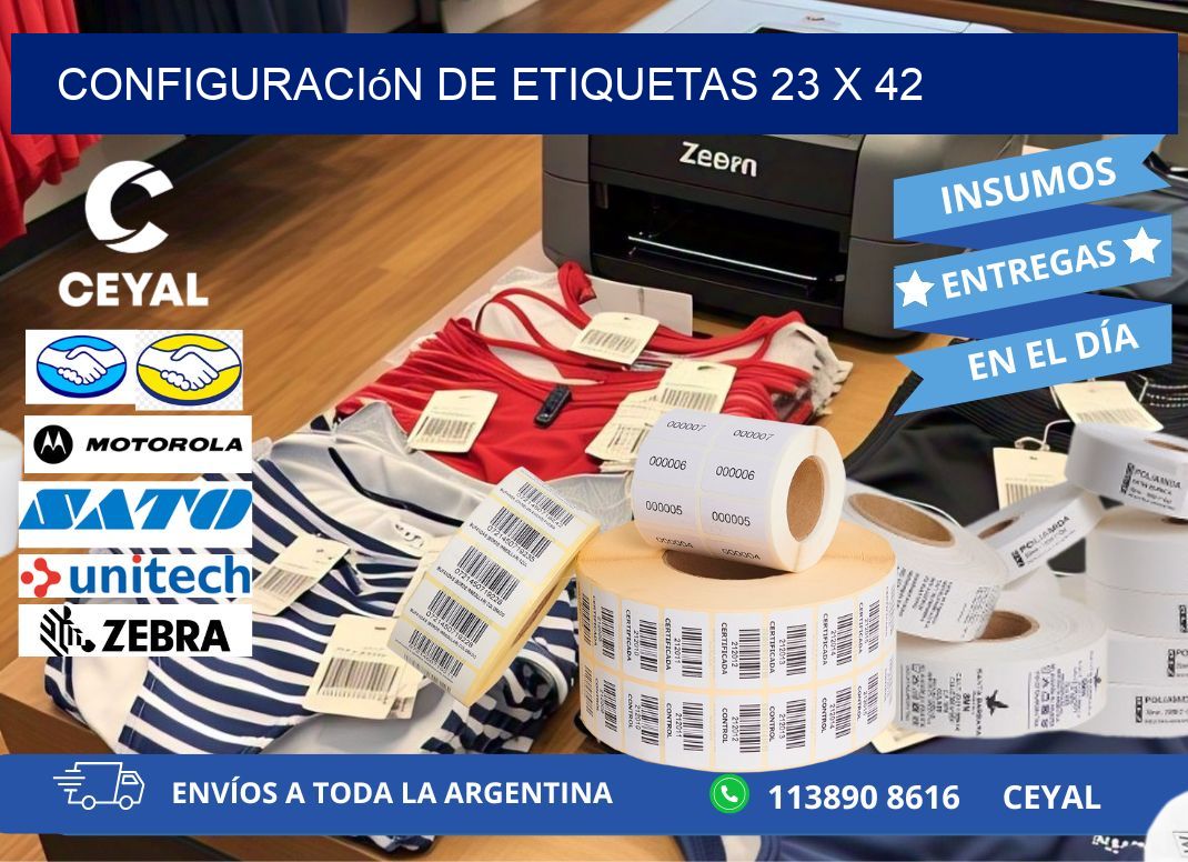 Configuración de etiquetas 23 x 42
