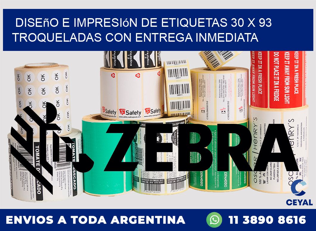 Diseño e impresión de etiquetas 30 x 93 troqueladas con entrega inmediata