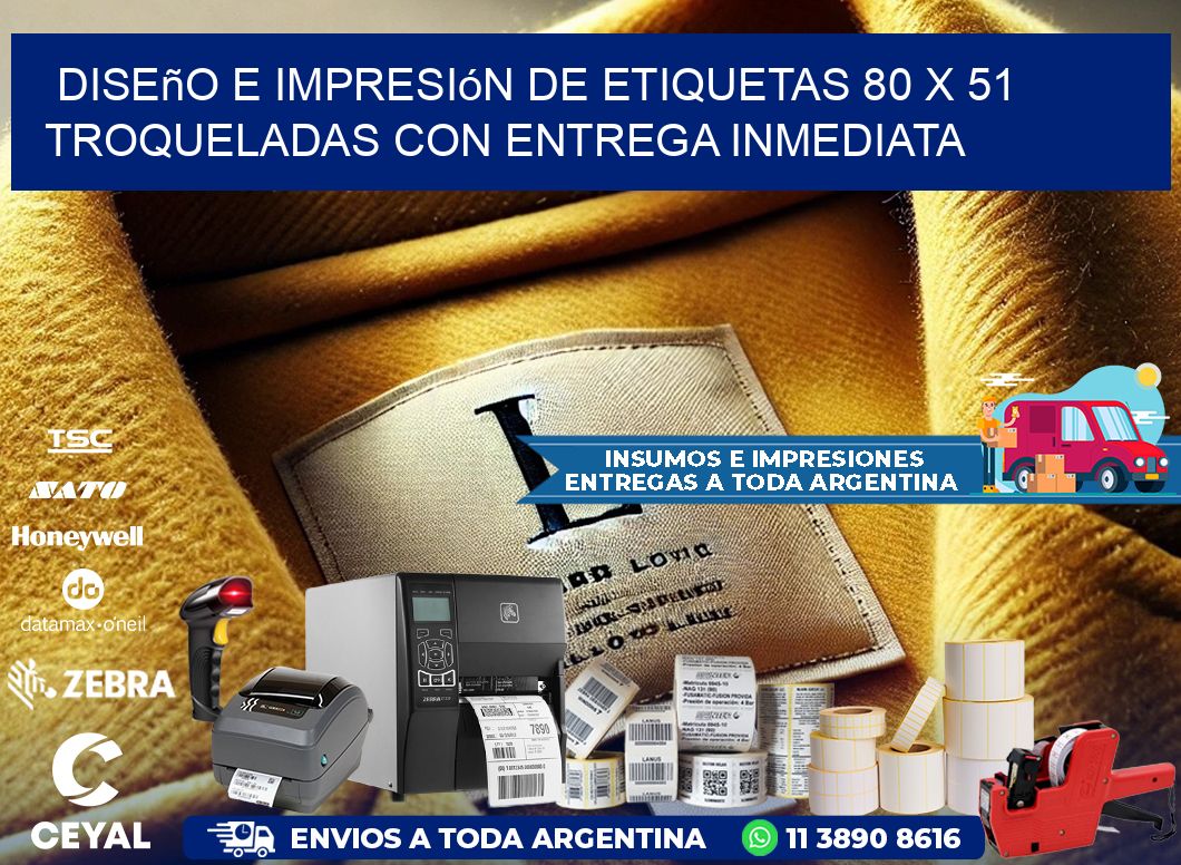 Diseño e impresión de etiquetas 80 x 51 troqueladas con entrega inmediata