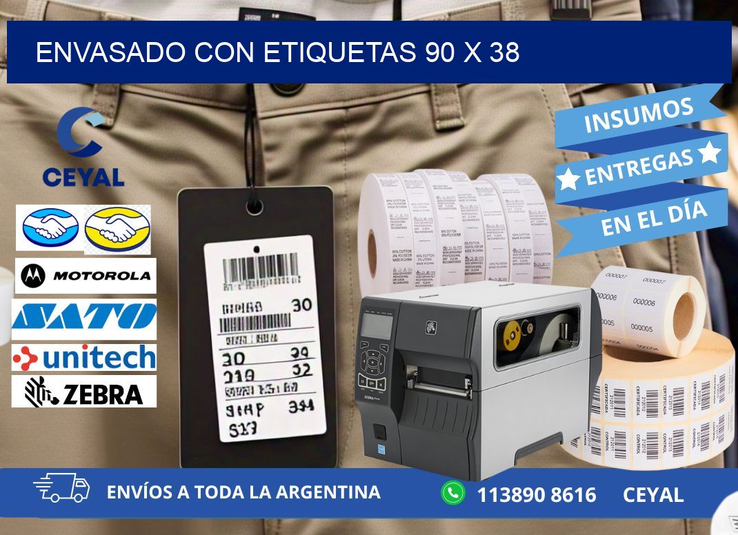 Envasado con etiquetas 90 x 38