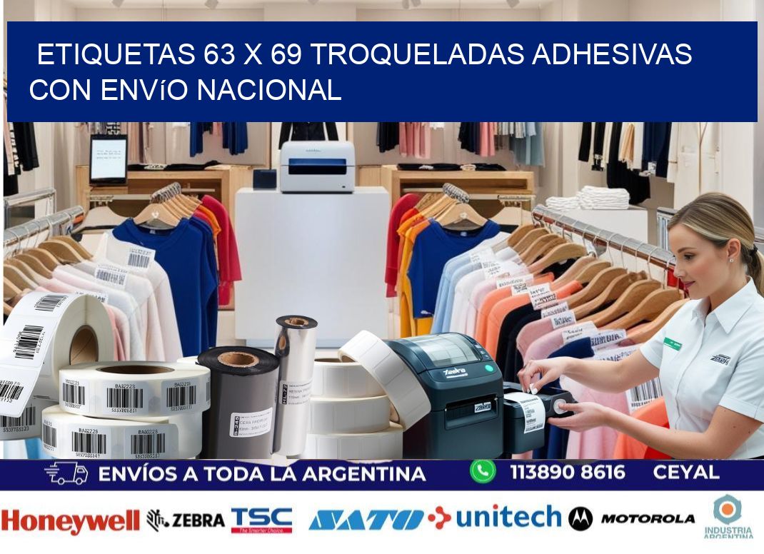 Etiquetas 63 x 69 troqueladas adhesivas con envío nacional