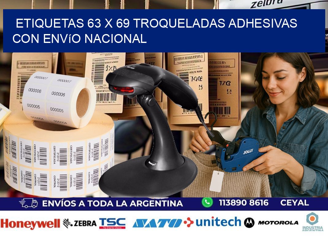 Etiquetas 63 x 69 troqueladas adhesivas con envío nacional
