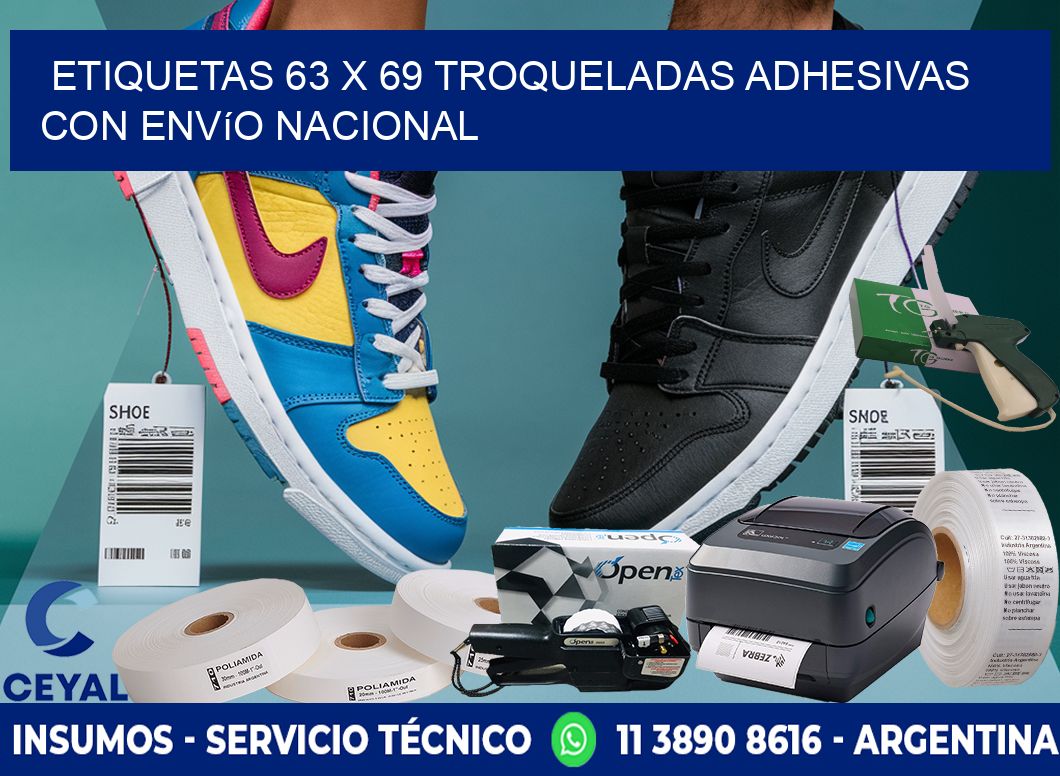Etiquetas 63 x 69 troqueladas adhesivas con envío nacional