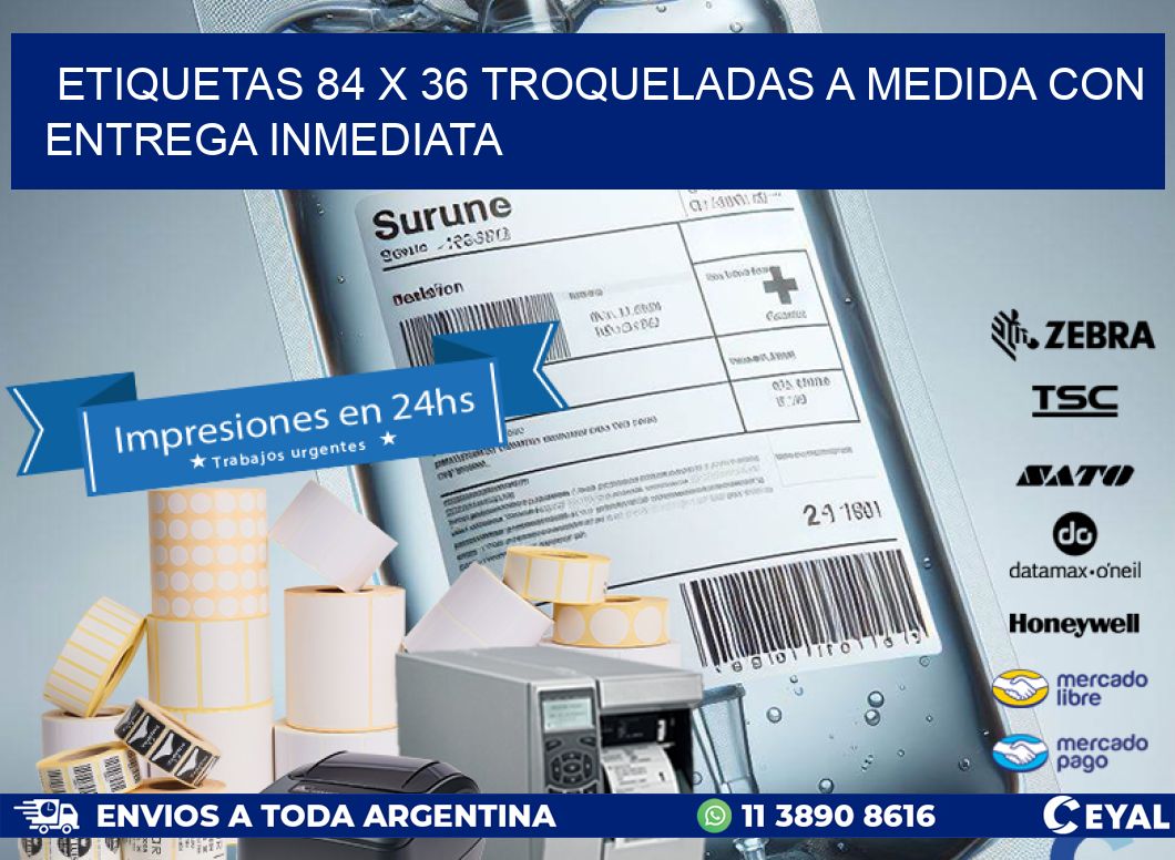 Etiquetas 84 x 36 troqueladas a medida con entrega inmediata