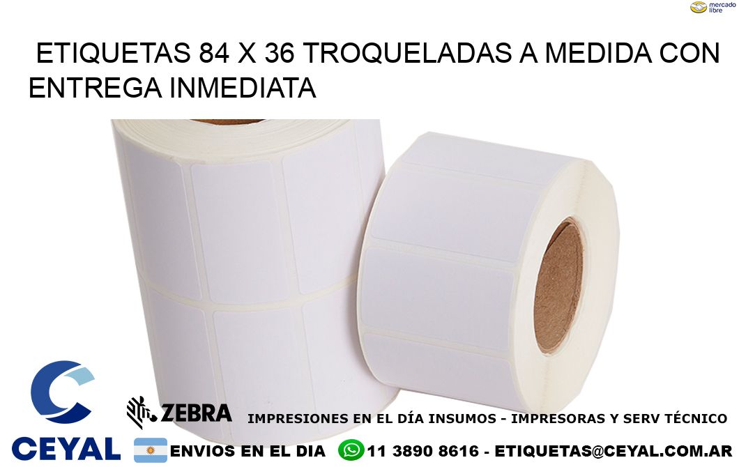 Etiquetas 84 x 36 troqueladas a medida con entrega inmediata