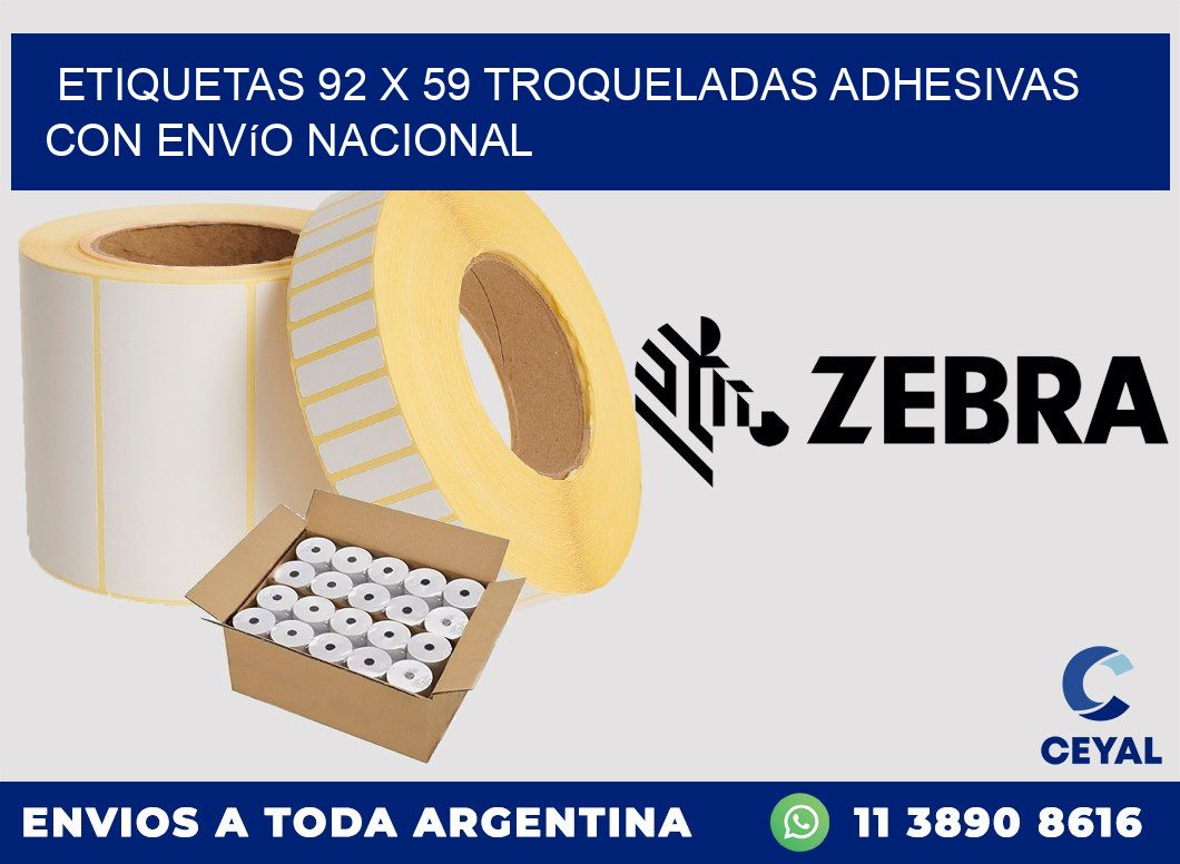 Etiquetas 92 x 59 troqueladas adhesivas con envío nacional