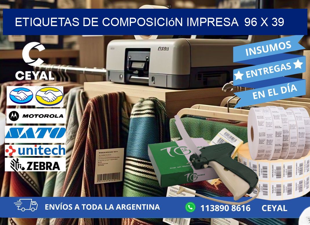 Etiquetas de composición impresa  96 x 39