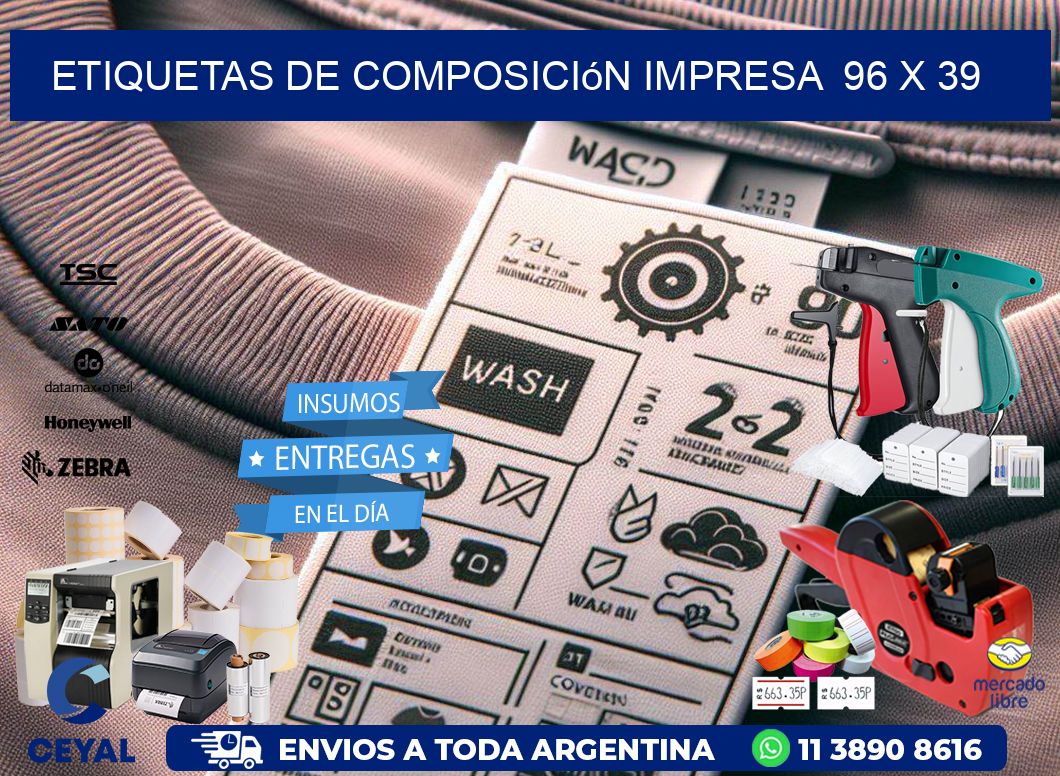 Etiquetas de composición impresa  96 x 39