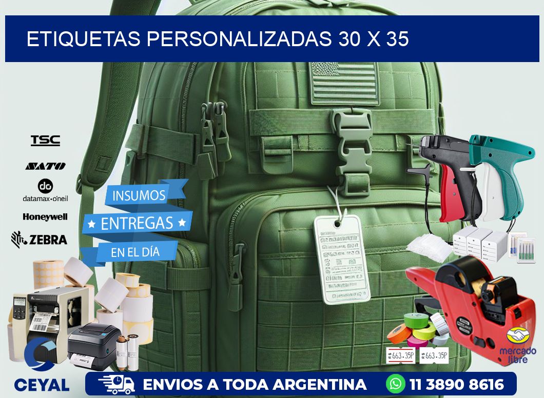 Etiquetas personalizadas 30 x 35