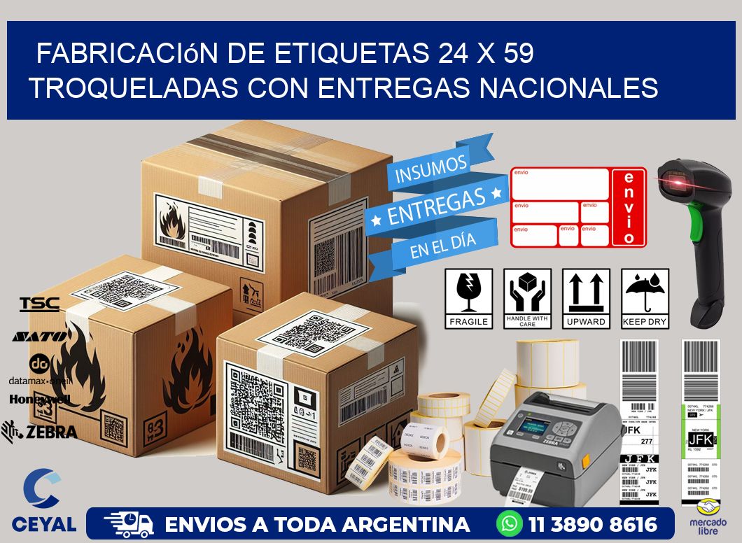 Fabricación de etiquetas 24 x 59 troqueladas con entregas nacionales
