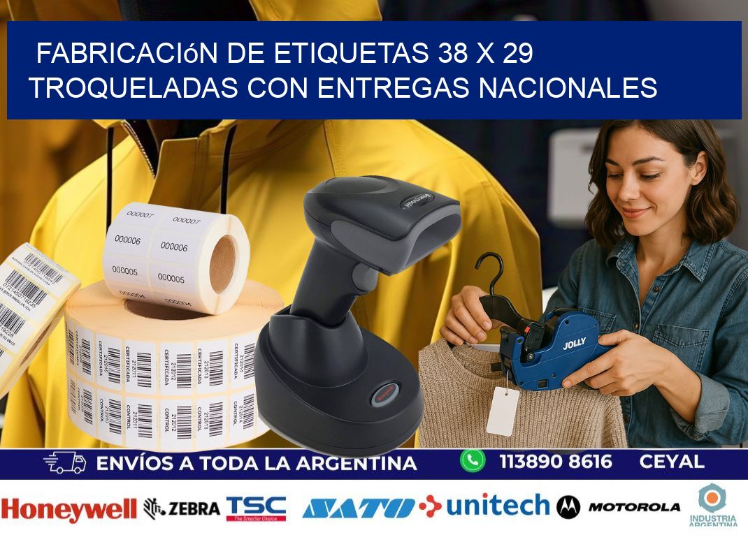 Fabricación de etiquetas 38 x 29 troqueladas con entregas nacionales