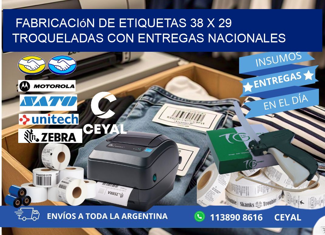 Fabricación de etiquetas 38 x 29 troqueladas con entregas nacionales