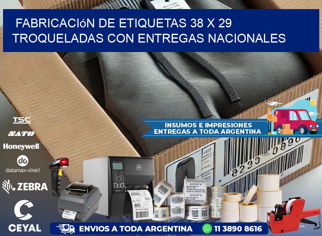 Fabricación de etiquetas 38 x 29 troqueladas con entregas nacionales