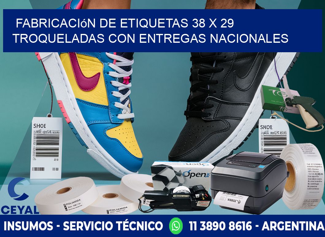 Fabricación de etiquetas 38 x 29 troqueladas con entregas nacionales