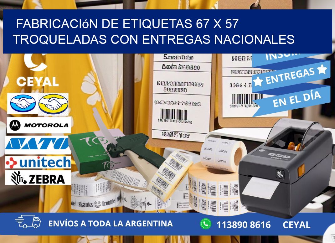 Fabricación de etiquetas 67 x 57 troqueladas con entregas nacionales