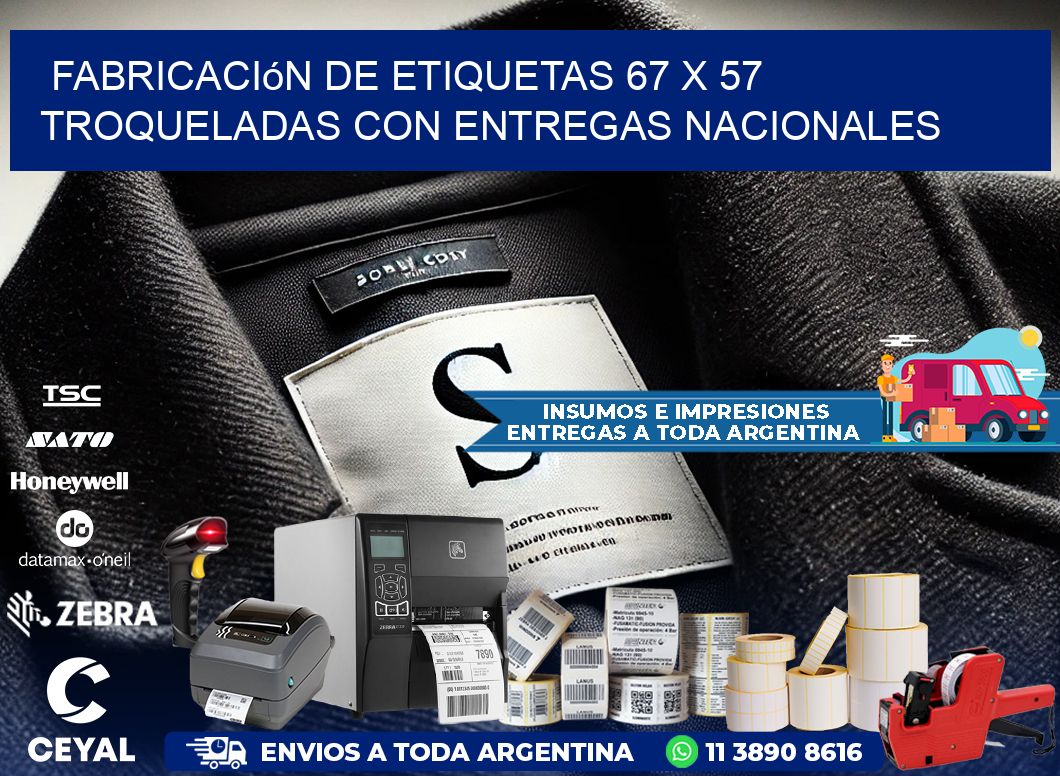 Fabricación de etiquetas 67 x 57 troqueladas con entregas nacionales