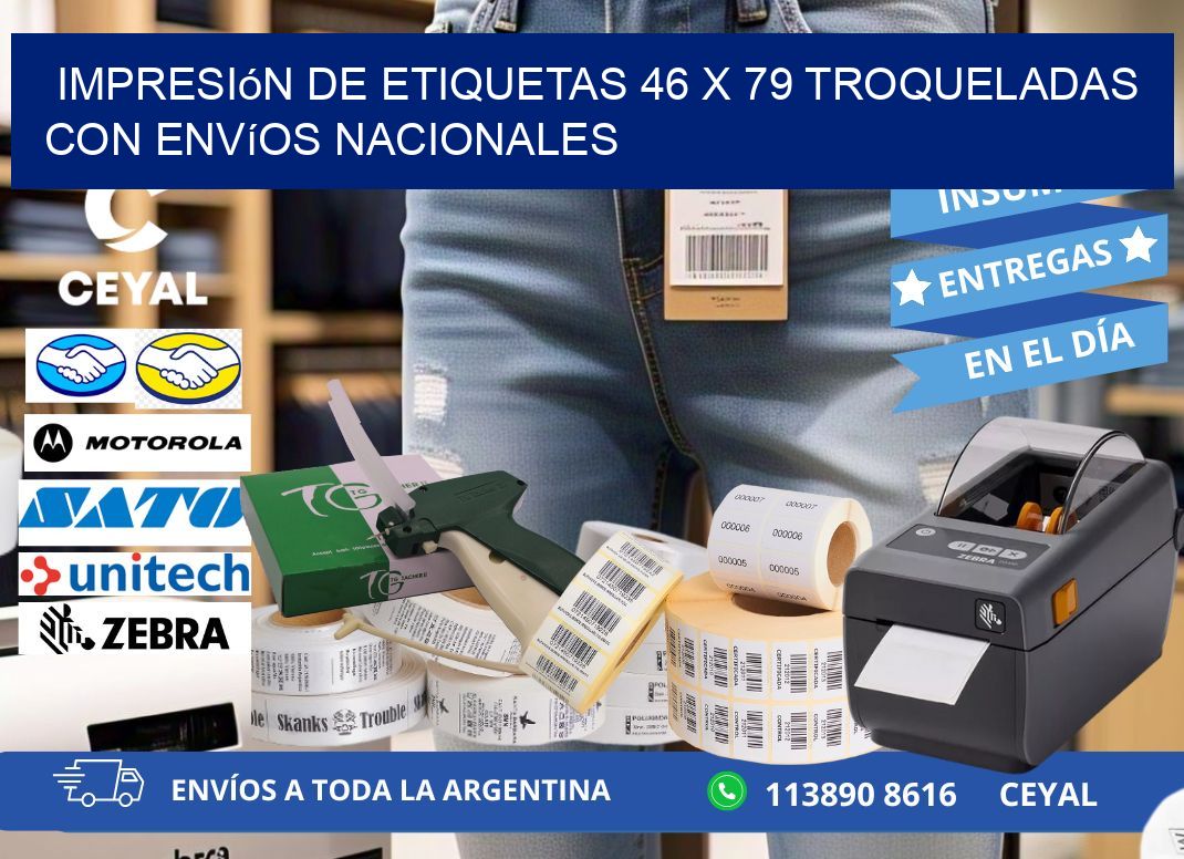 Impresión de etiquetas 46 x 79 troqueladas con envíos nacionales