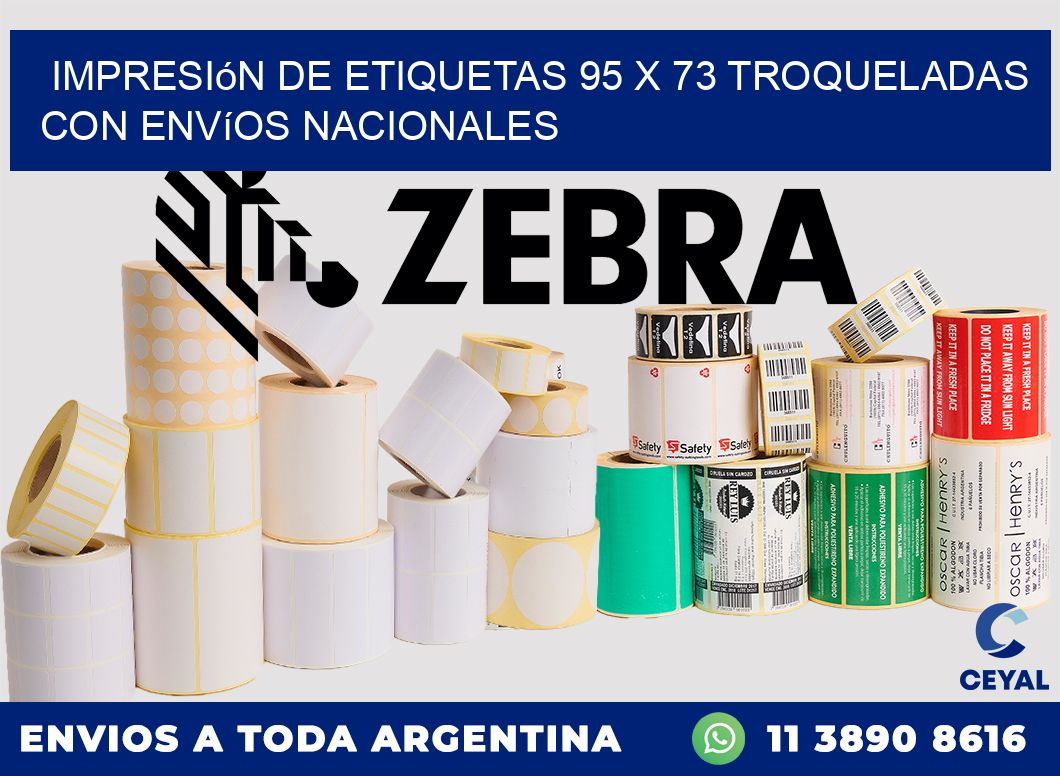Impresión de etiquetas 95 x 73 troqueladas con envíos nacionales