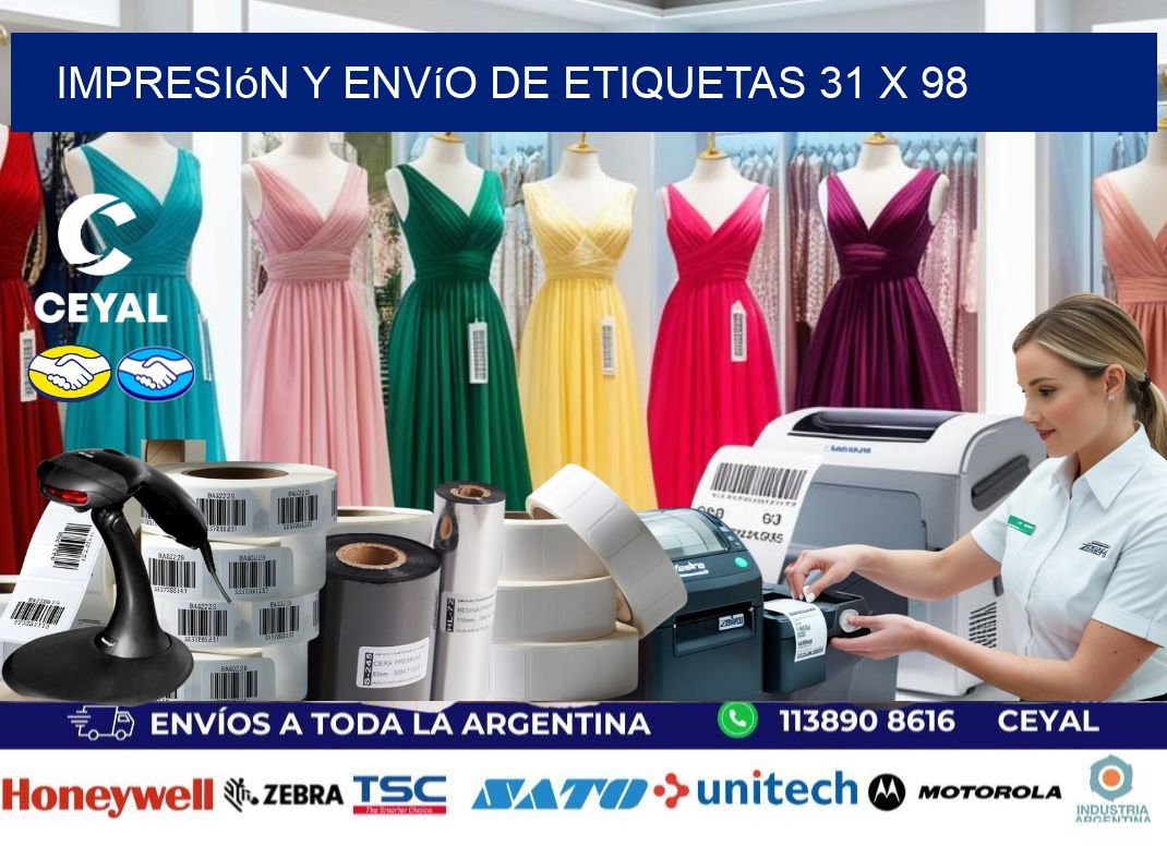 Impresión y envío de etiquetas 31 x 98