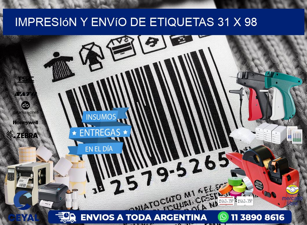 Impresión y envío de etiquetas 31 x 98