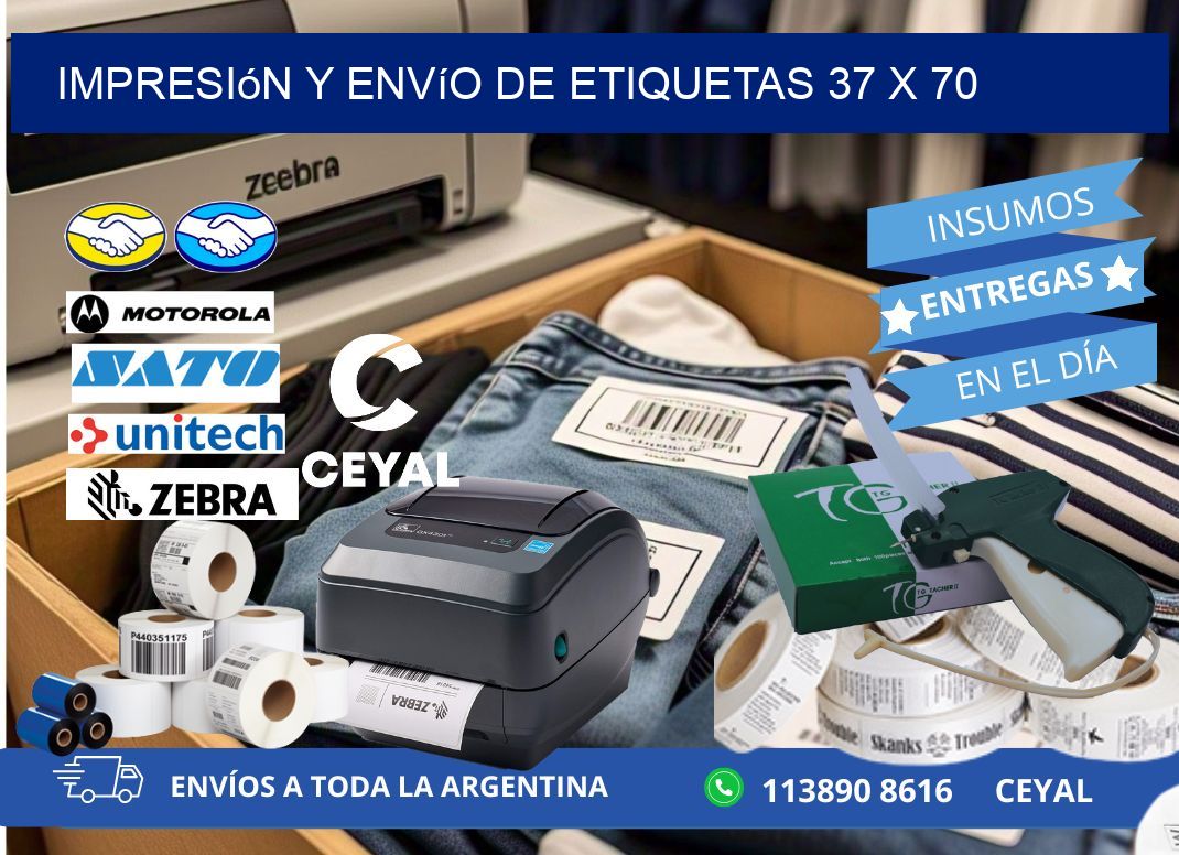Impresión y envío de etiquetas 37 x 70
