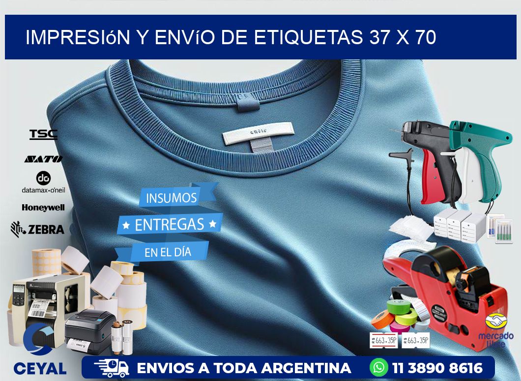 Impresión y envío de etiquetas 37 x 70