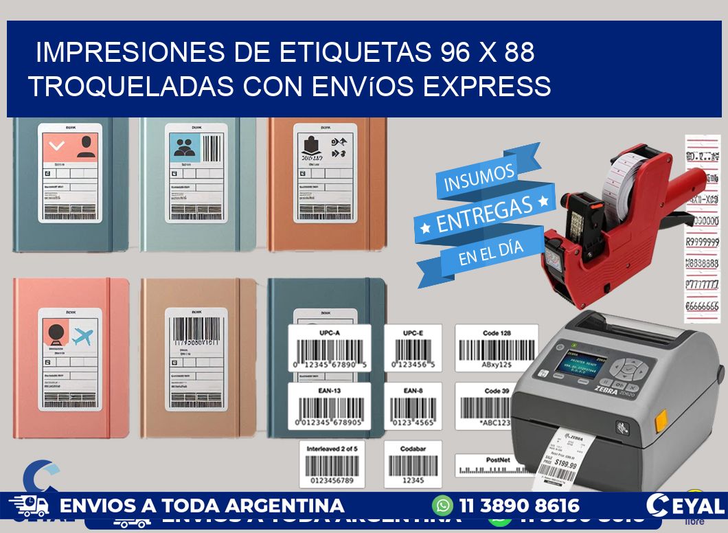 Impresiones de etiquetas 96 x 88 troqueladas con envíos express