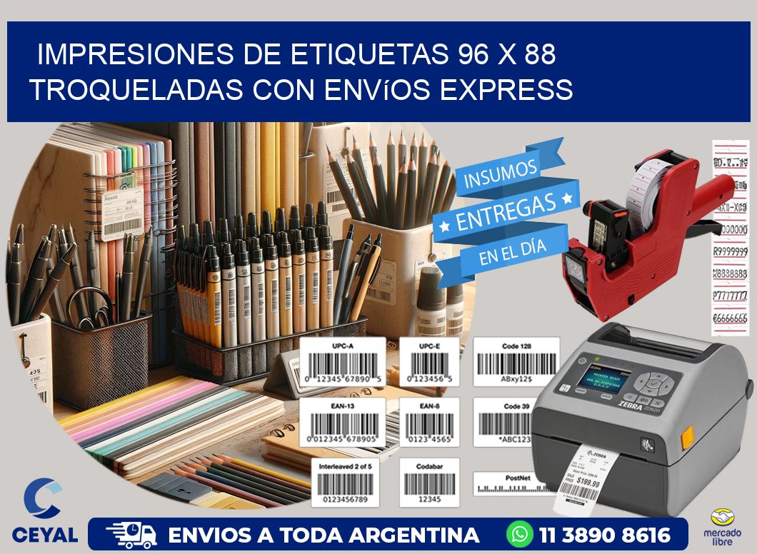 Impresiones de etiquetas 96 x 88 troqueladas con envíos express
