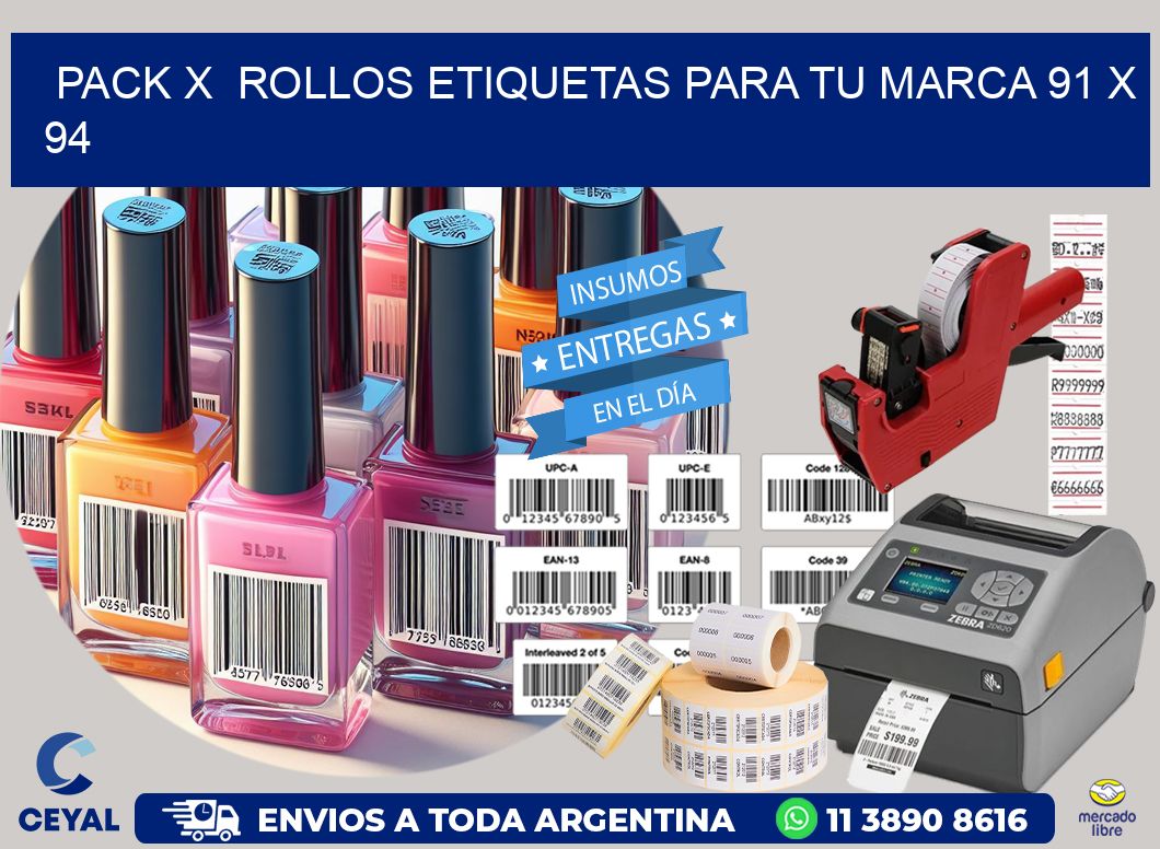 Pack X  Rollos Etiquetas para tu marca 91 x 94