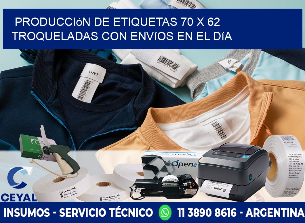 Producción de etiquetas 70 x 62 troqueladas con envíos en el día